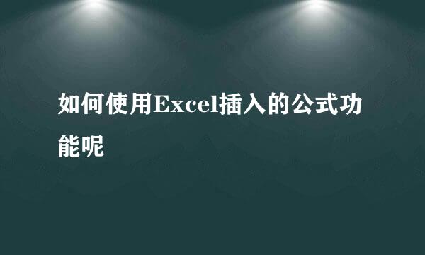 如何使用Excel插入的公式功能呢