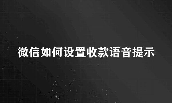 微信如何设置收款语音提示