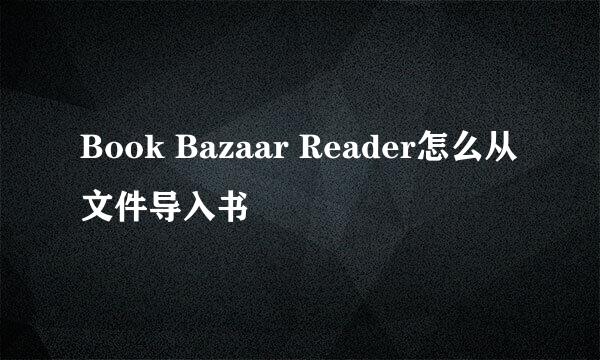 Book Bazaar Reader怎么从文件导入书