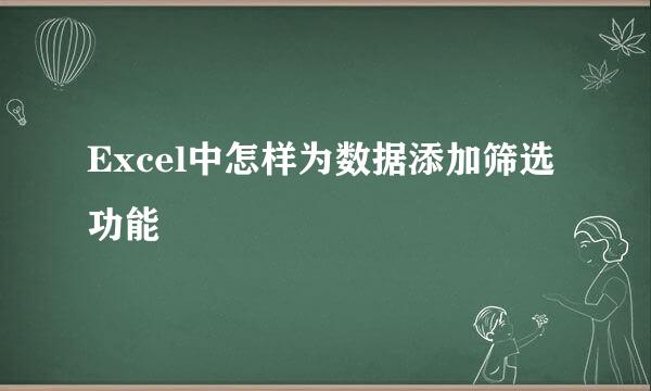Excel中怎样为数据添加筛选功能