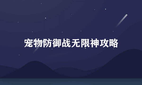 宠物防御战无限神攻略