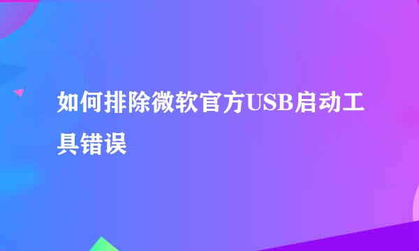 如何排除微软官方USB启动工具错误