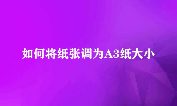 如何将纸张调为A3纸大小