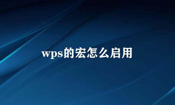 wps的宏怎么启用