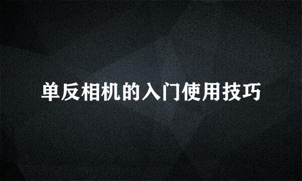 单反相机的入门使用技巧