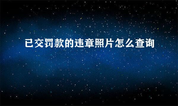 已交罚款的违章照片怎么查询