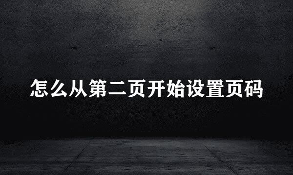 怎么从第二页开始设置页码