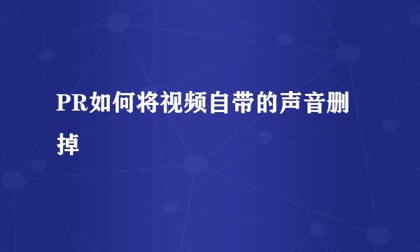 PR如何将视频自带的声音删掉