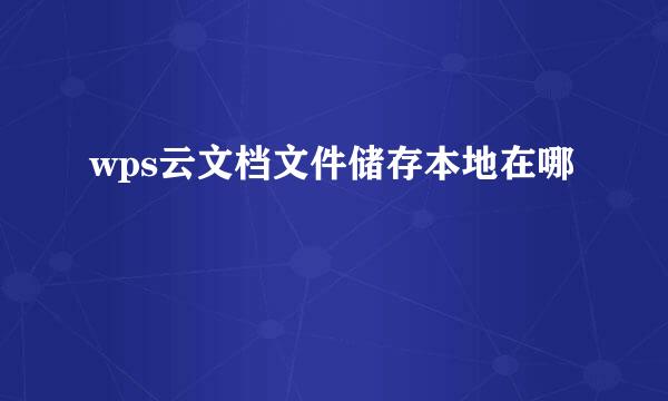 wps云文档文件储存本地在哪