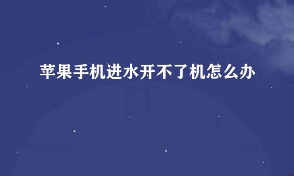 苹果手机进水开不了机怎么办