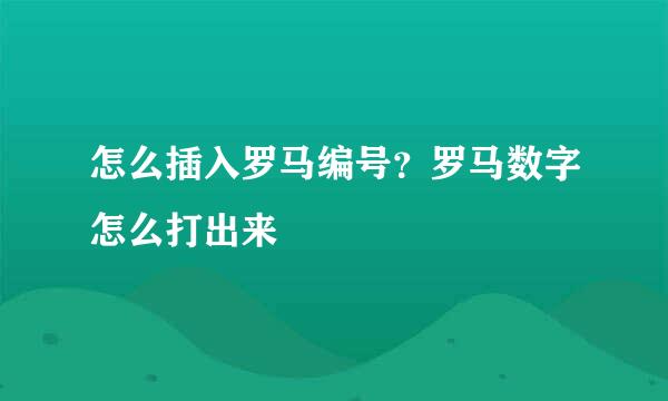 怎么插入罗马编号?罗马数字怎么打出来