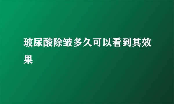 玻尿酸除皱多久可以看到其效果
