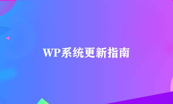 WP系统更新指南