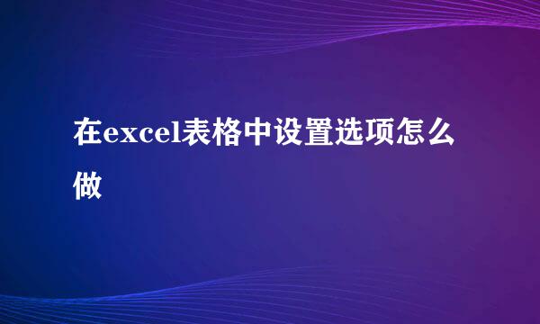 在excel表格中设置选项怎么做