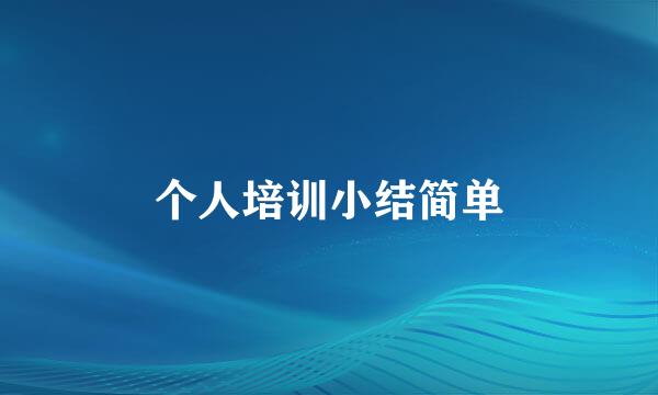 个人培训小结简单