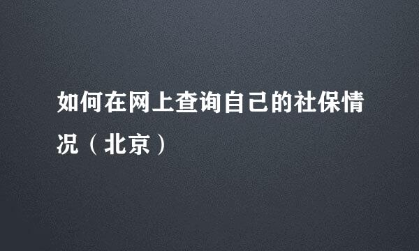 如何在网上查询自己的社保情况(北京)