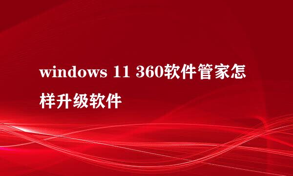 windows 11 360软件管家怎样升级软件