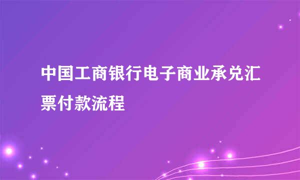 中国工商银行电子商业承兑汇票付款流程