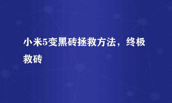 小米5变黑砖拯救方法,终极救砖