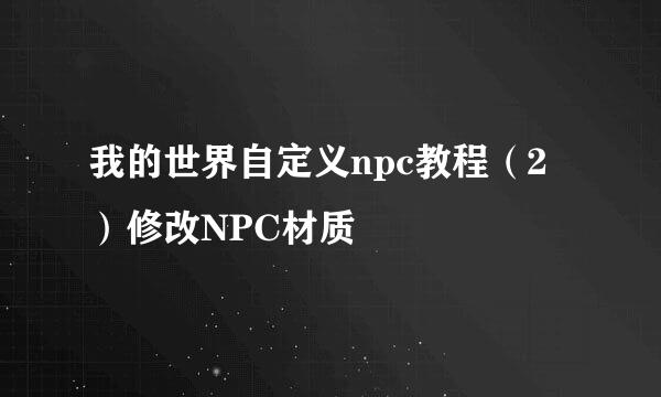 我的世界自定义npc教程(2)修改NPC材质