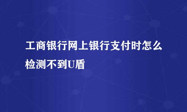 工商银行网上银行支付时怎么检测不到U盾