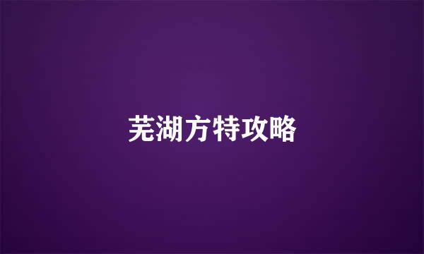 芜湖方特攻略