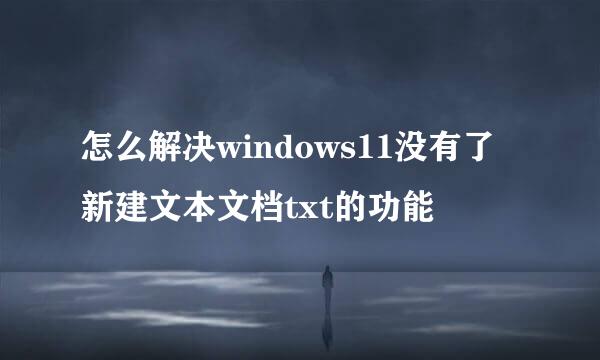 怎么解决windows11没有了新建文本文档txt的功能