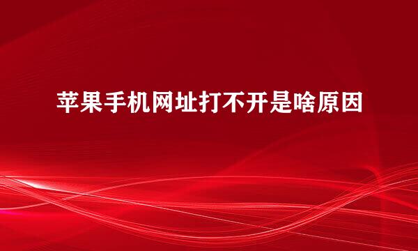 苹果手机网址打不开是啥原因