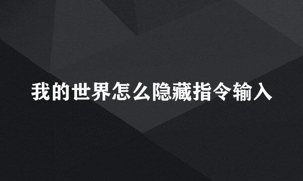我的世界怎么隐藏指令输入