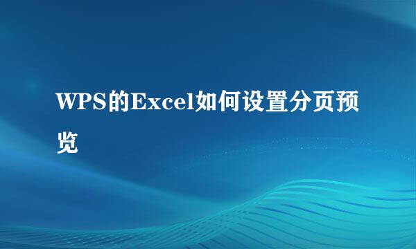 WPS的Excel如何设置分页预览