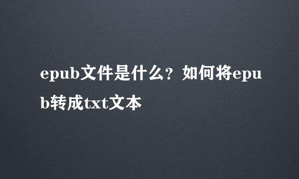 epub文件是什么？如何将epub转成txt文本
