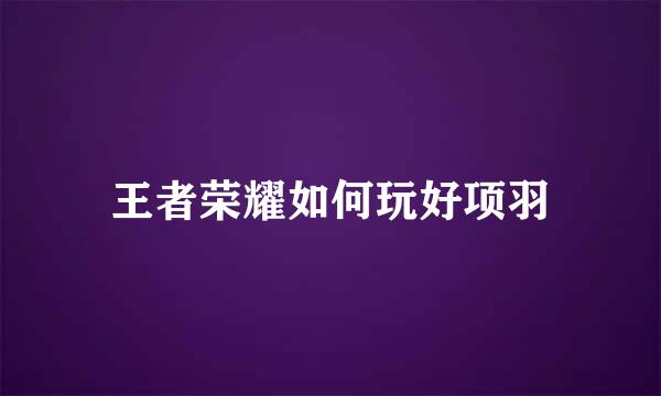 王者荣耀如何玩好项羽