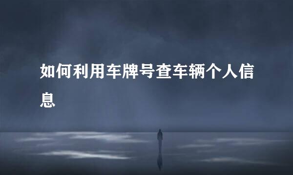 如何利用车牌号查车辆个人信息