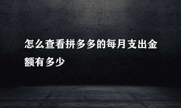 怎么查看拼多多的每月支出金额有多少