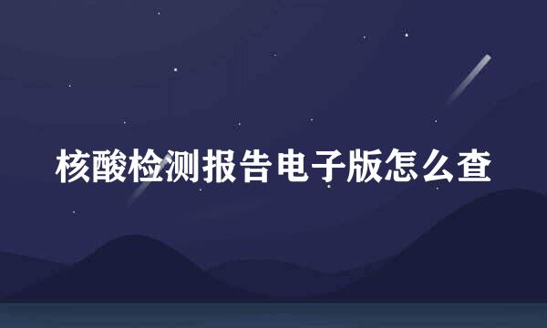 核酸检测报告电子版怎么查