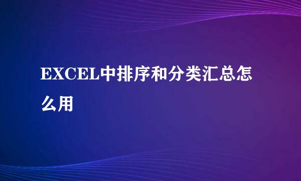 EXCEL中排序和分类汇总怎么用