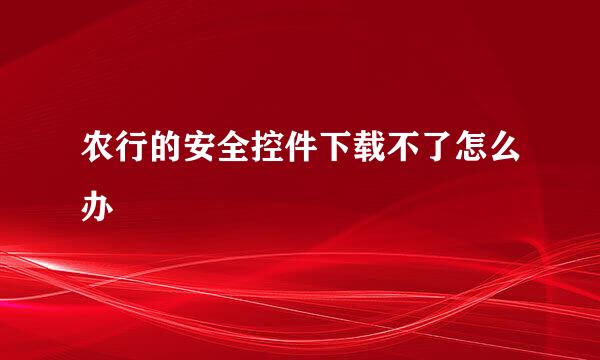 农行的安全控件下载不了怎么办