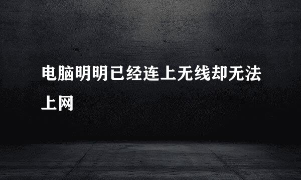 电脑明明已经连上无线却无法上网