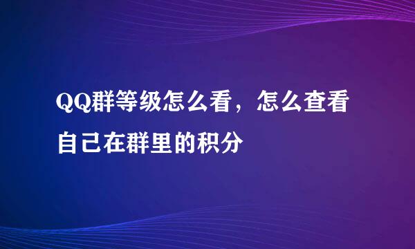 QQ群等级怎么看,怎么查看自己在群里的积分