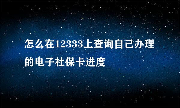 怎么在12333上查询自己办理的电子社保卡进度