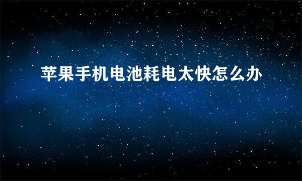 苹果手机电池耗电太快怎么办