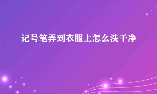 记号笔弄到衣服上怎么洗干净