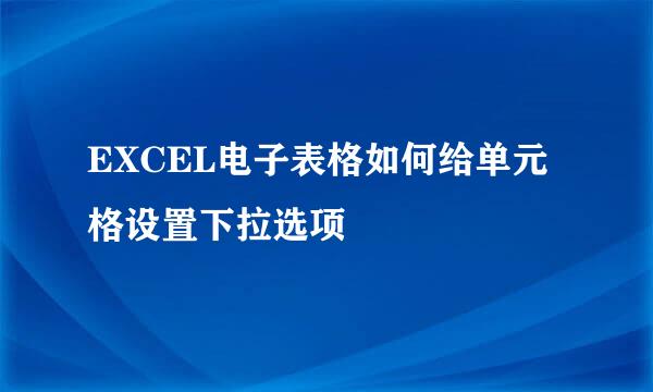 EXCEL电子表格如何给单元格设置下拉选项