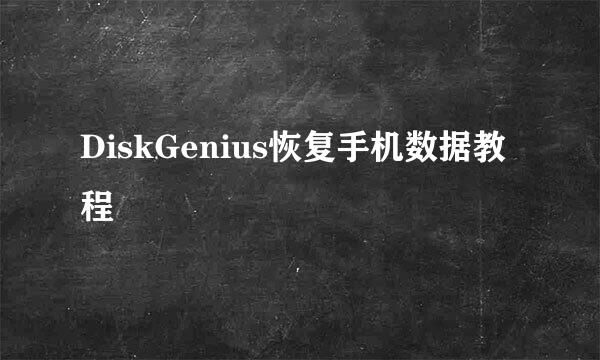 DiskGenius恢复手机数据教程