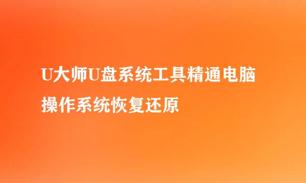 U大师U盘系统工具精通电脑操作系统恢复还原