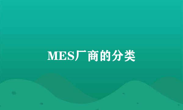 MES厂商的分类