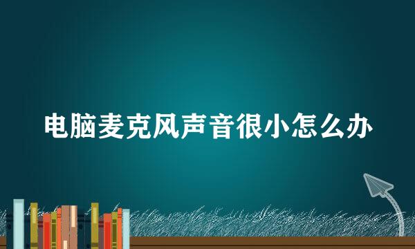 电脑麦克风声音很小怎么办
