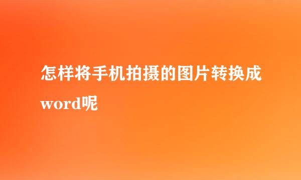 怎样将手机拍摄的图片转换成word呢