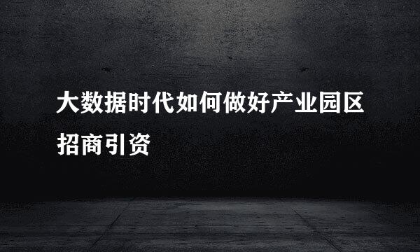 大数据时代如何做好产业园区招商引资