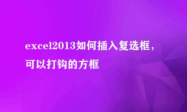 excel2013如何插入复选框,可以打钩的方框